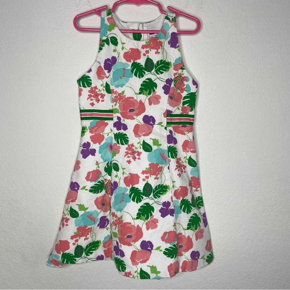 Janie and Jack White Pink Floral Sleeveless Dress Size 6